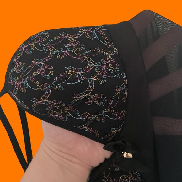 00's vintage mesh metallic mcbling 2pc y2k babydoll lingerie set MEDIUM rampage - Picture 8 of 9